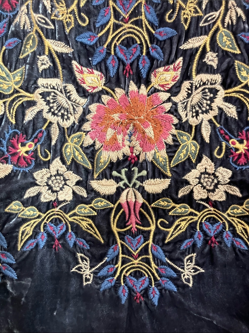 Johnny Was Black Velvet Embroidered Floral Tank - Picture 4 of 5